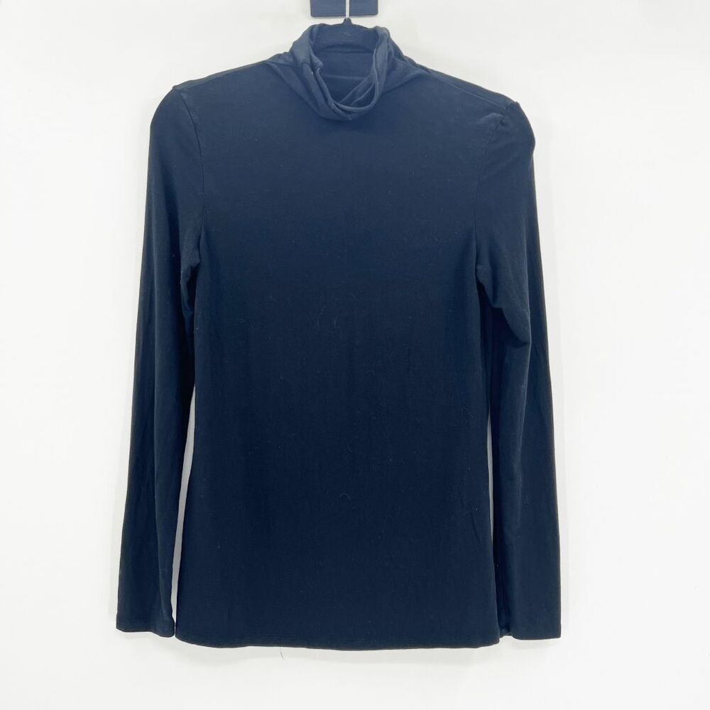 14th & Union Long Sleeve Top Womens Size PM Black Mock Neck Pullover Stretch‎